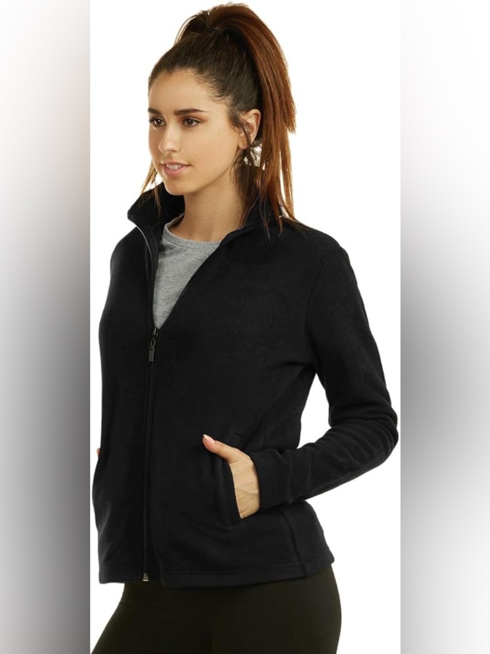 Sofra Polar Fleece Full Zip Jacket | Black | Cozy Lightweight Layer | Small đź–¤ - Picture 4 of 4